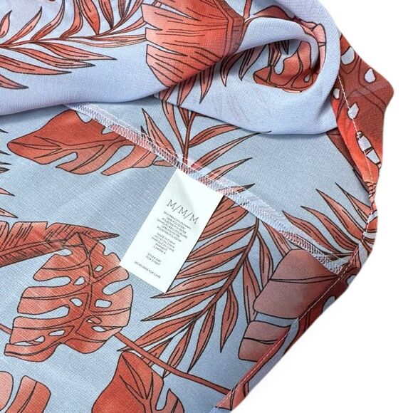 CABI Women’s Sky Blue Orange Palm Leaf Sleeveless Isabel Dress Size Medium Style - Picture 6 of 7